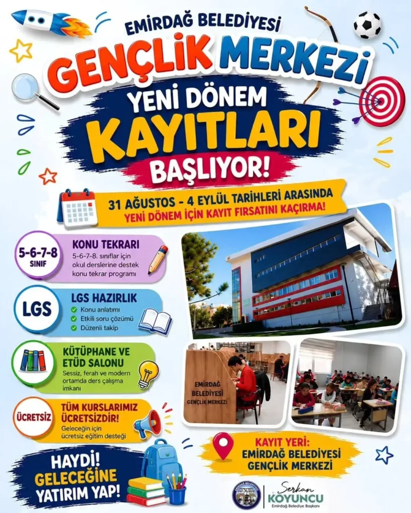 Emirdağ Belediyesi Gençlik Merkezi’nden Yeni Dönem Eğitim Fırsatı!