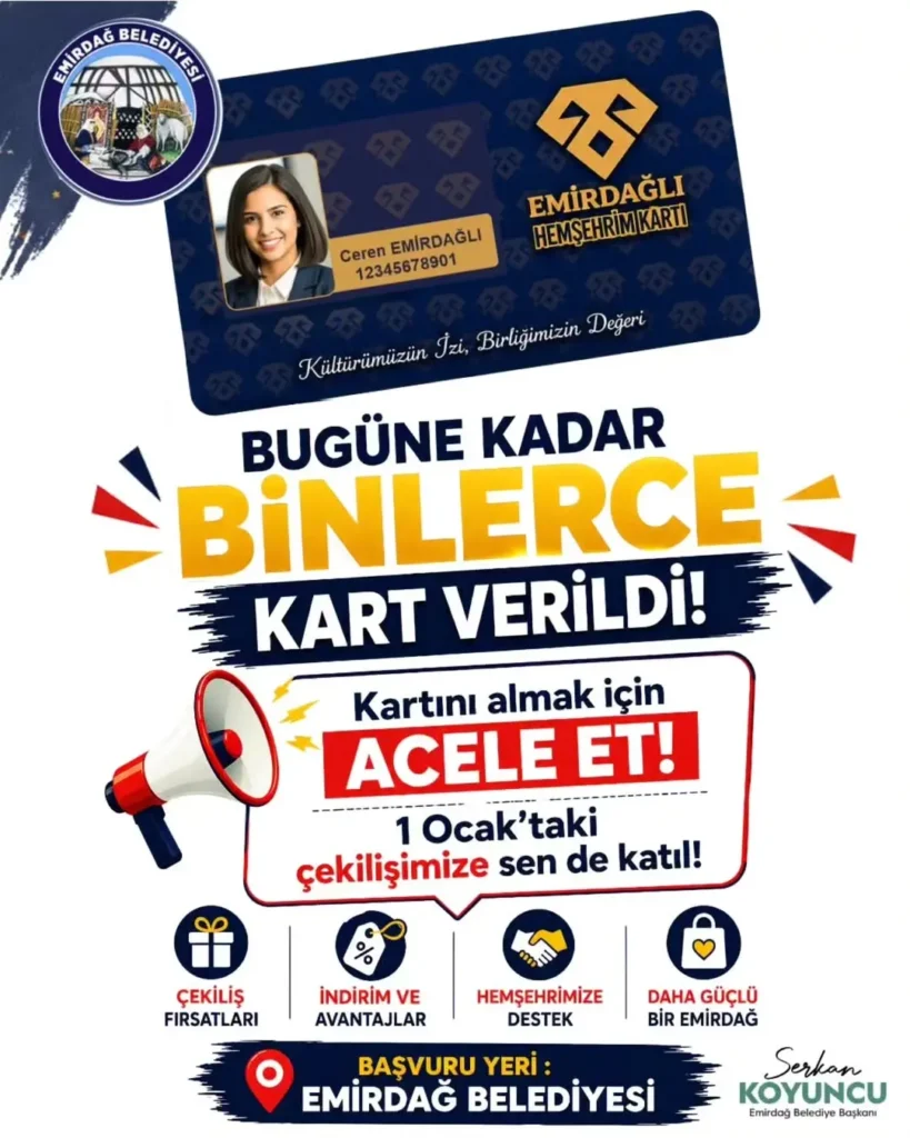 Emirdağlılara Özel Hediye! Emirdağlı Hemşehriler Kartı Geliyor