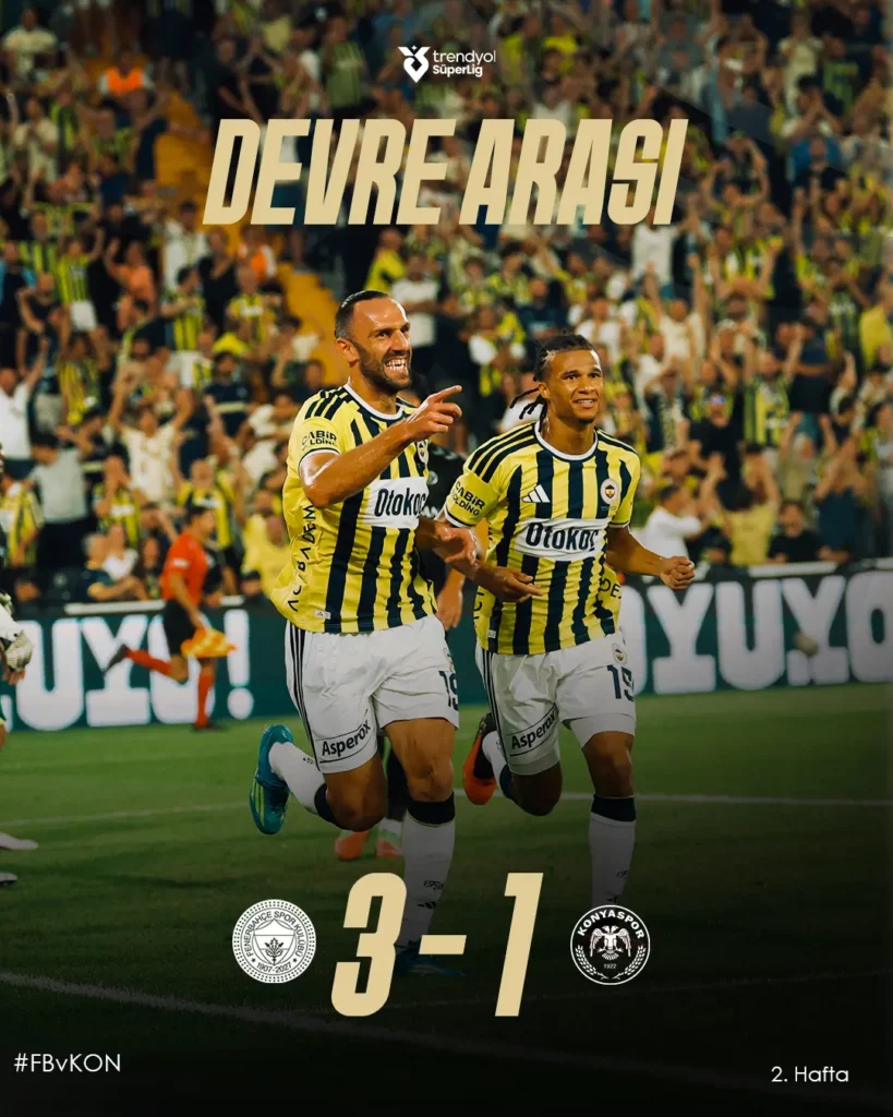 Fenerbahçe, Karagümrük maçının ilk yarısını 3-1 önde tamamlıyor
