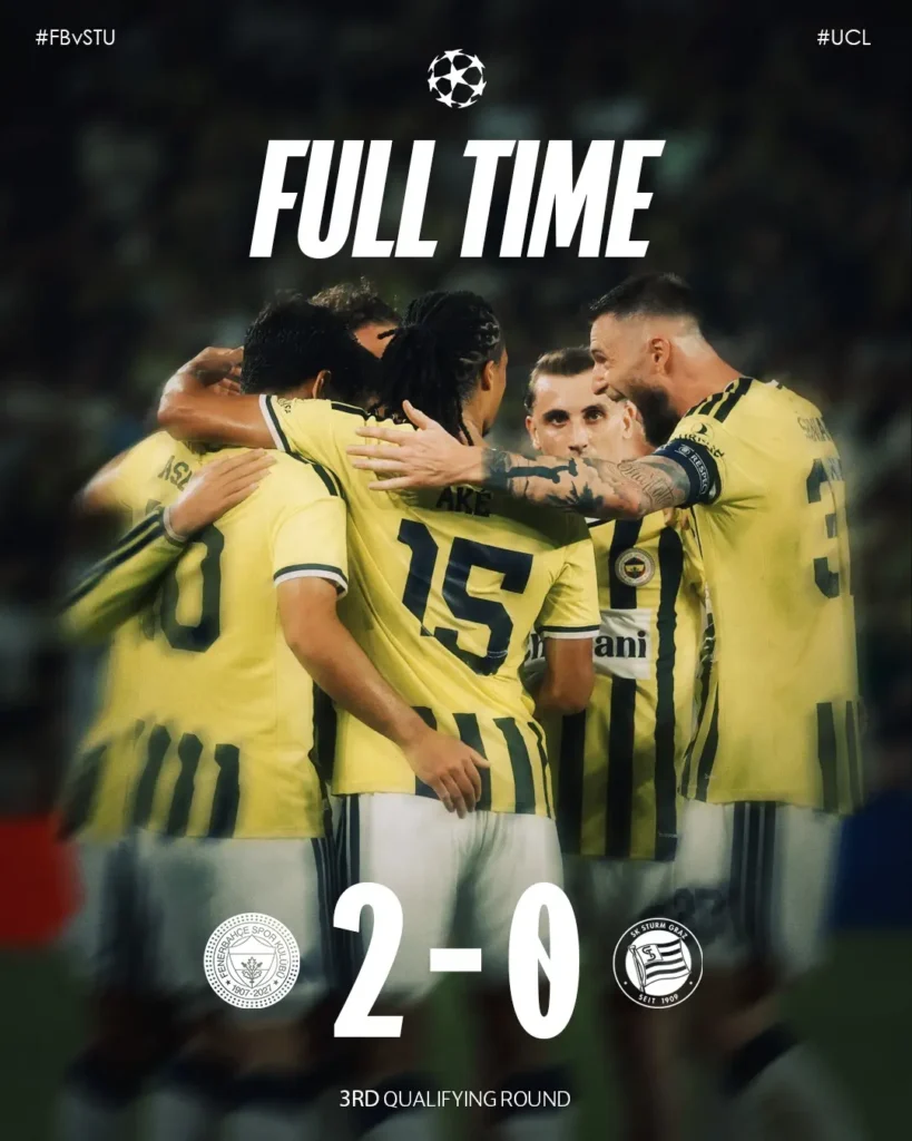 Fenerbahçe UEFA Şampiyonlar Ligi’nde 3. Ön Eleme Turu’nda 2-0 Galip Geldi