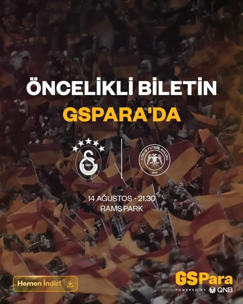 Galatasaray – A. Çorum FK Maçı Biletleri Satışa Çıktı! RAMS Park’ta Yerinizi Ayırtın