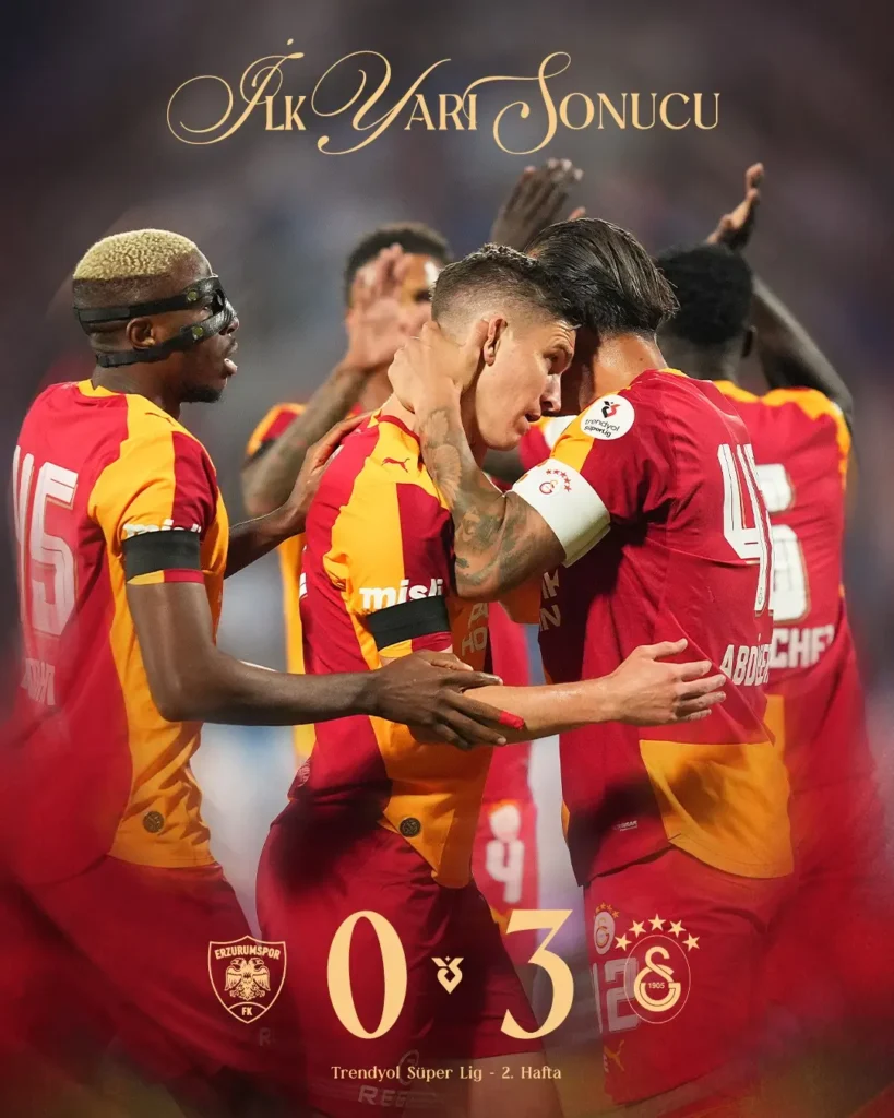 Galatasaray Deplasmanda Erzurumspor’u 3-0 Mağlup Etti
