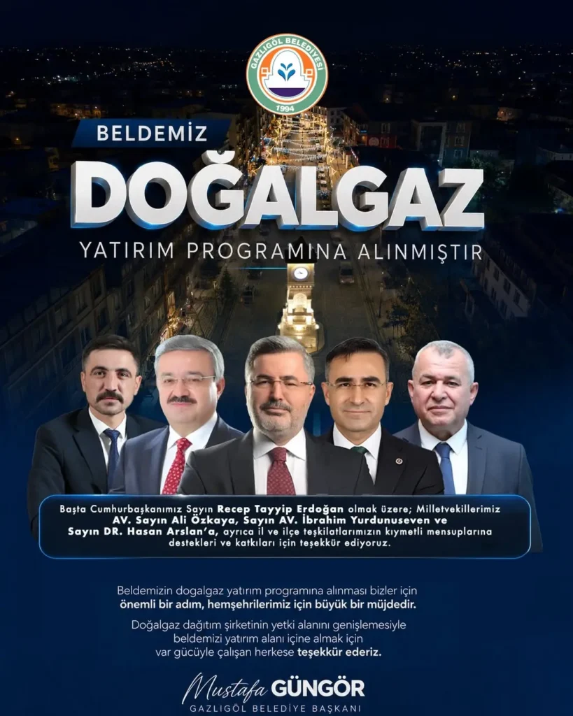 Gazlıgöl’e Doğalgaz Müjdesi: EPDK Kararıyla Yatırım Programına Alındı