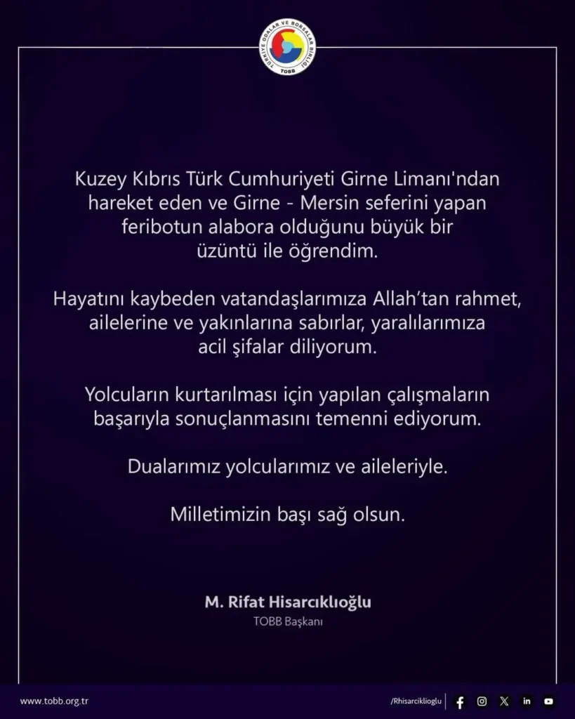 Kuzey Kıbrıs Türk Cumhuriyeti’nde Feribot Alabora Oldu: Can Kayıpları Var