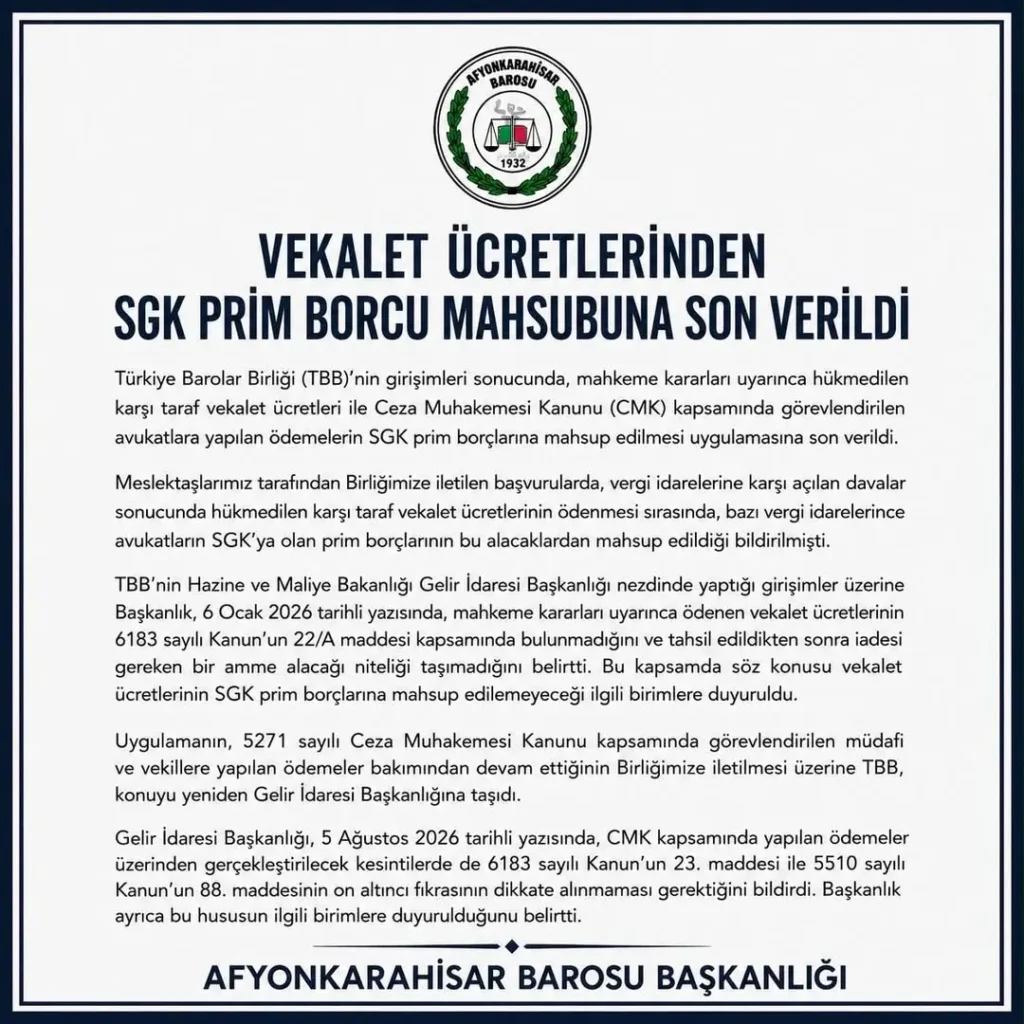 Türkiye Barolar Birliği’nin Vekalet Ücretleri Konusundaki Girişimleri Sonuç Verdi