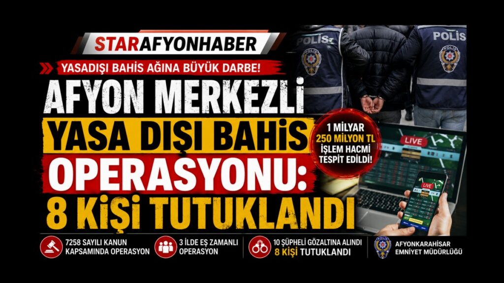 Afyon Merkezli Yasa Dışı Bahis Operasyonu: 8 Kişi Tutuklandı