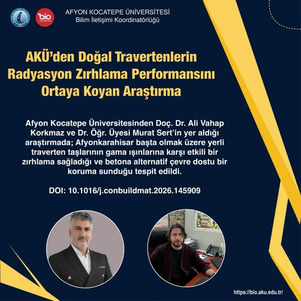 Afyon Kocatepe Üniversitesi’nden Doğal Travertenlerin Radyasyon Zırhlama Performansını İnceleyen Araştırma