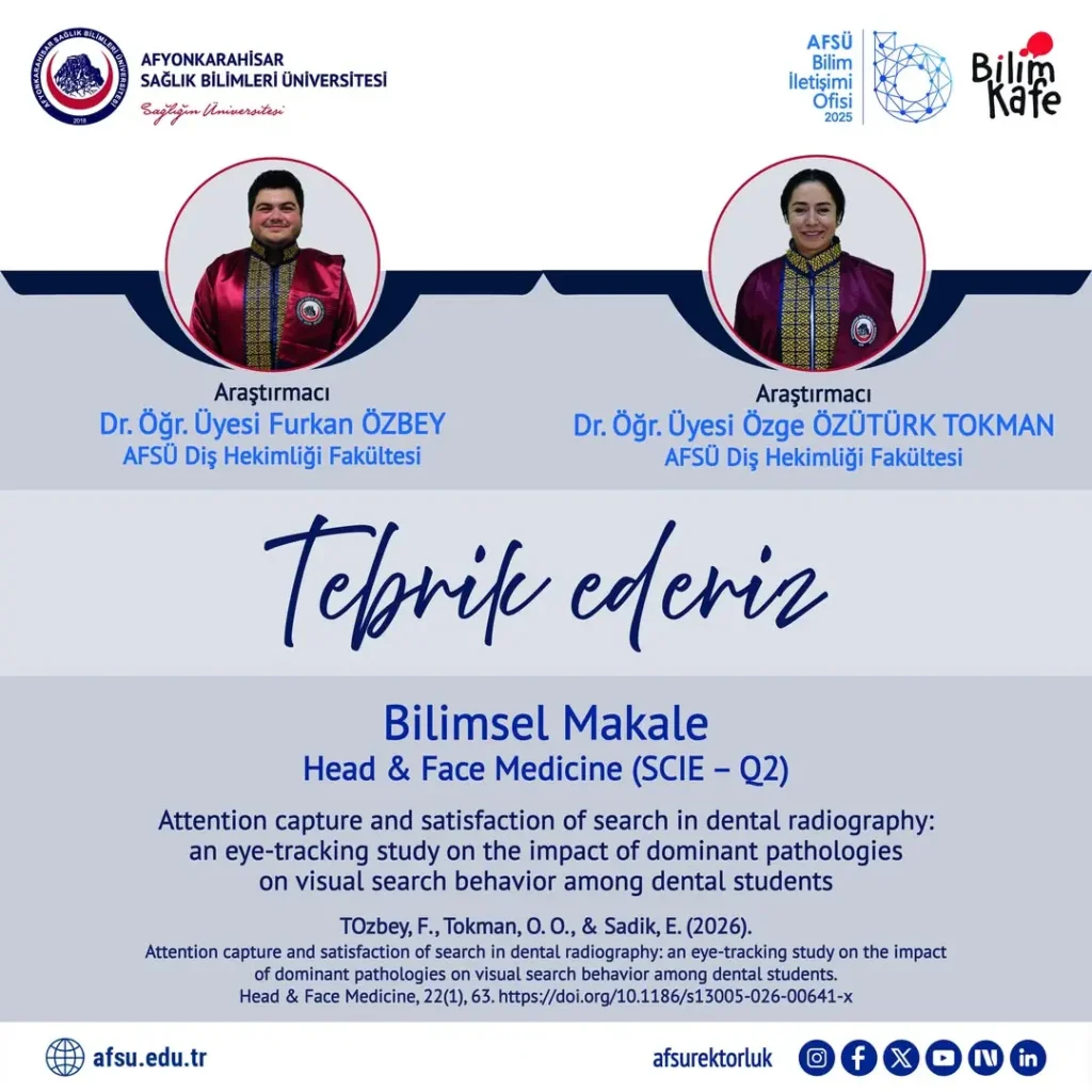 Akademik Başarı: AFSÜ Öğretim Üyesinden Yayımlanan Bilimsel Makale (Head & Face Medicine)