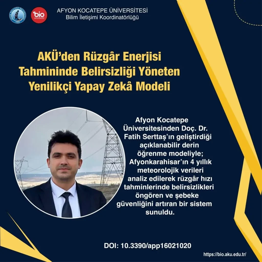 AKÜ’den Rüzgâr Enerjisi Tahmininde Belirsizliği Yöneten Yenilikçi Yapay Zekâ Modeli