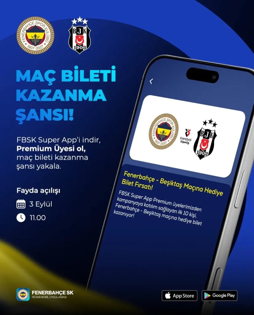 Fenerbahçe – Beşiktaş Maçı için Hediye Bilet Kampanyası!