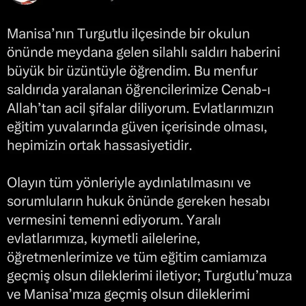 Manisa Turgutlu’da Okul Önünde Meydana Gelen Silahlı Saldırı