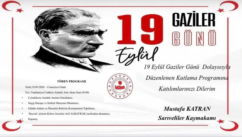 19 Eylül Gaziler Günü Kutlama Programı Duyurusu