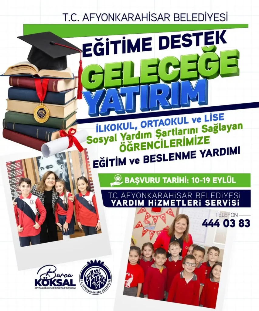 Afyonkarahisar Belediyesi Eğitim ve Beslenme Yardımı Başvurularını Başlatıyor