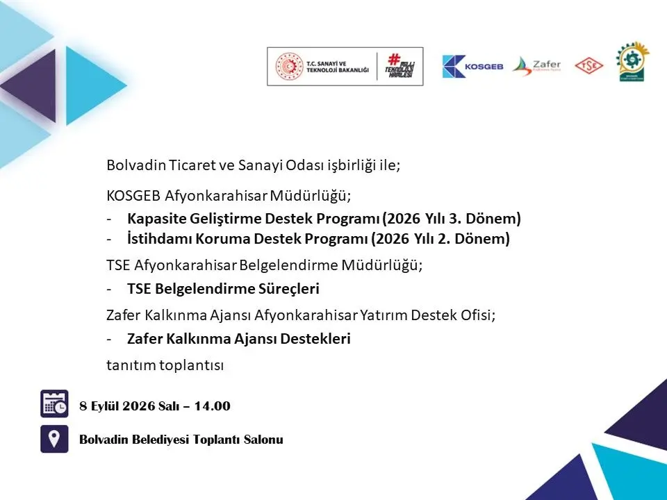 Bolvadin’de Desteklemelerle İlgili Toplantı Düzenlenecek