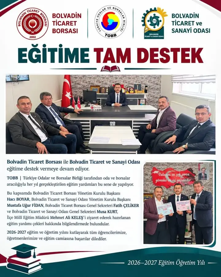 Bolvadin Ticaret ve Sanayi Odası’ndan eğitim desteği