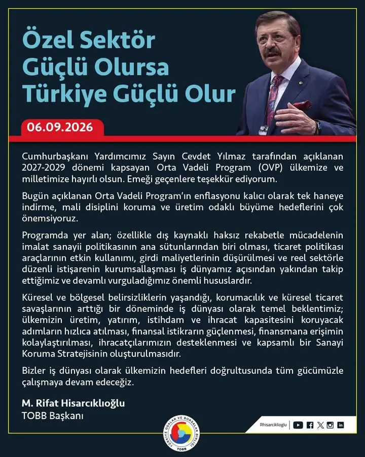 Cumhurbaşkanı Yardımcısı Cevdet Yılmaz Tarafından Açıklanan Orta Vadeli Program Hedefleri