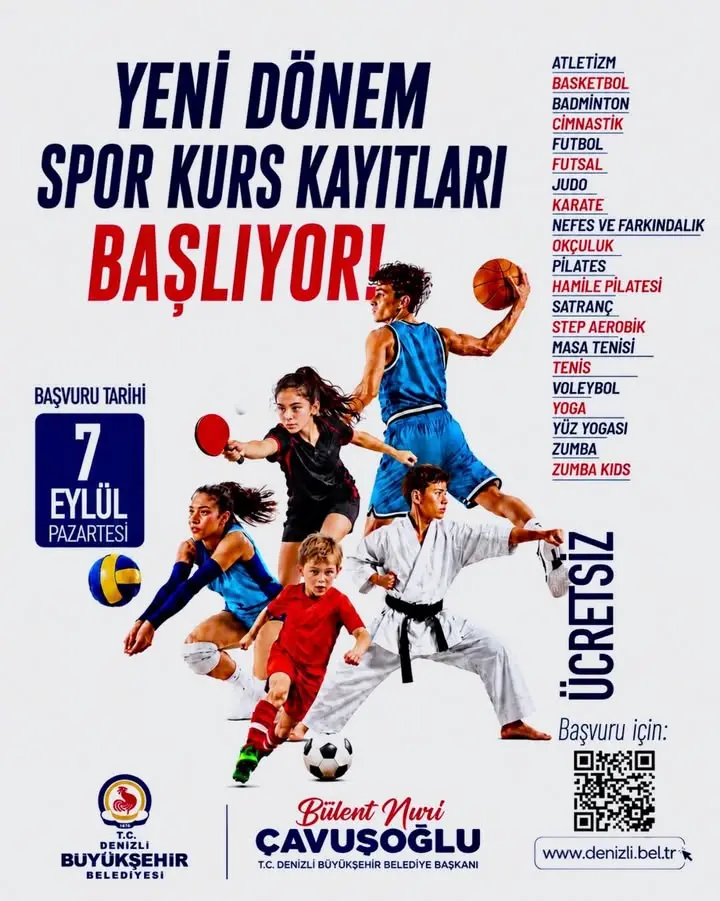 Denizli’de Ücretsiz Spor Kursları Başlıyor