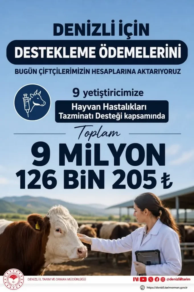 Denizli’de Yetiştiricilere Hayvan Hastalıkları Desteği