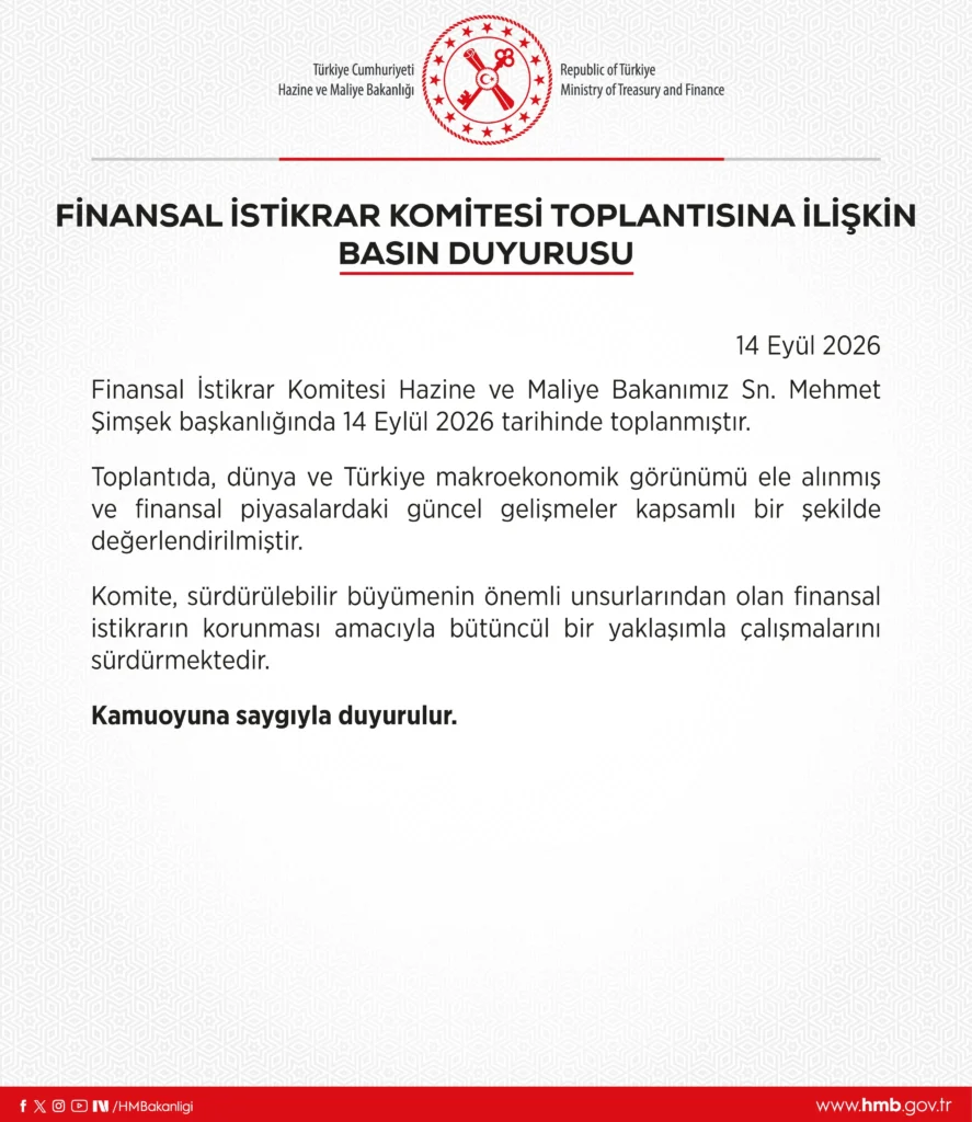 Finansal İstikrar Komitesi Toplantısı Duyurusu