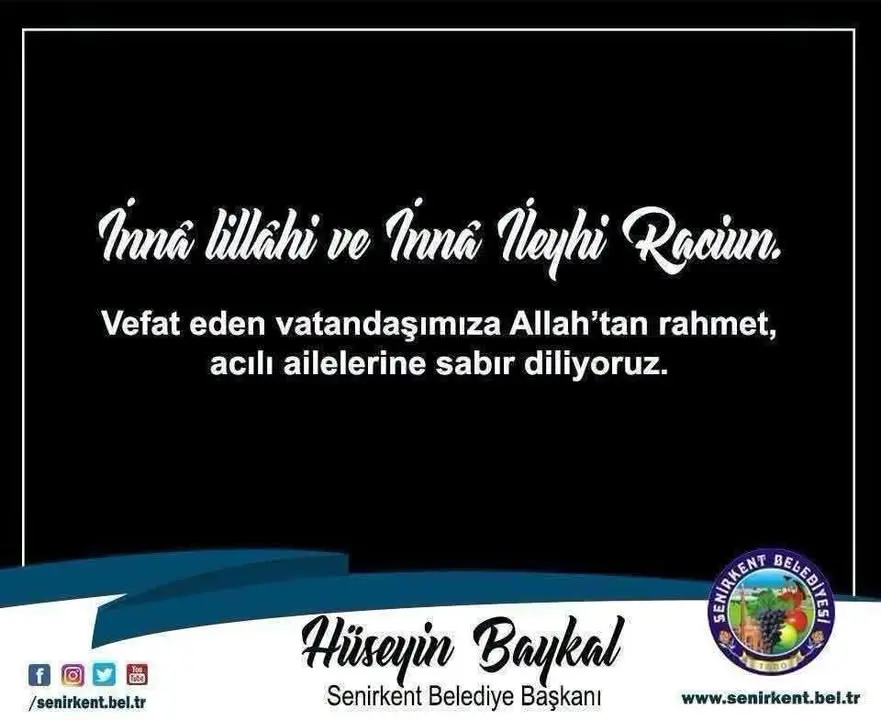 Senirkent’te Süleyman Gök’ün Vefatı Duyuruldu