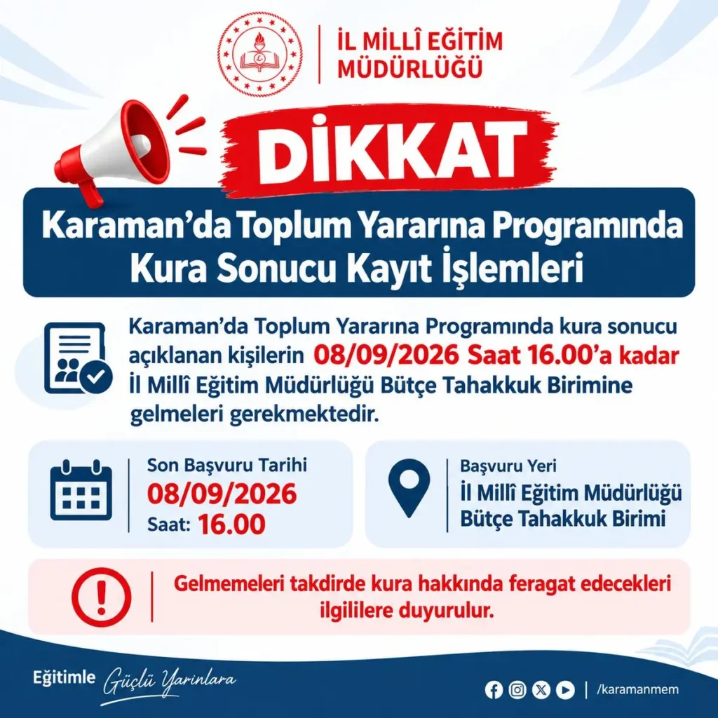 Toplum Yararına Programı Kura Sonuçları Açıklandı
