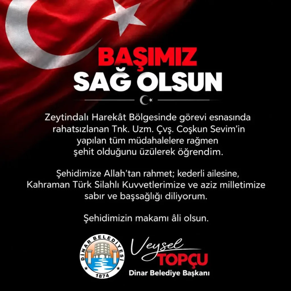 Zeytindalı Harekat Bölgesi’nde bir asker şehit oldu